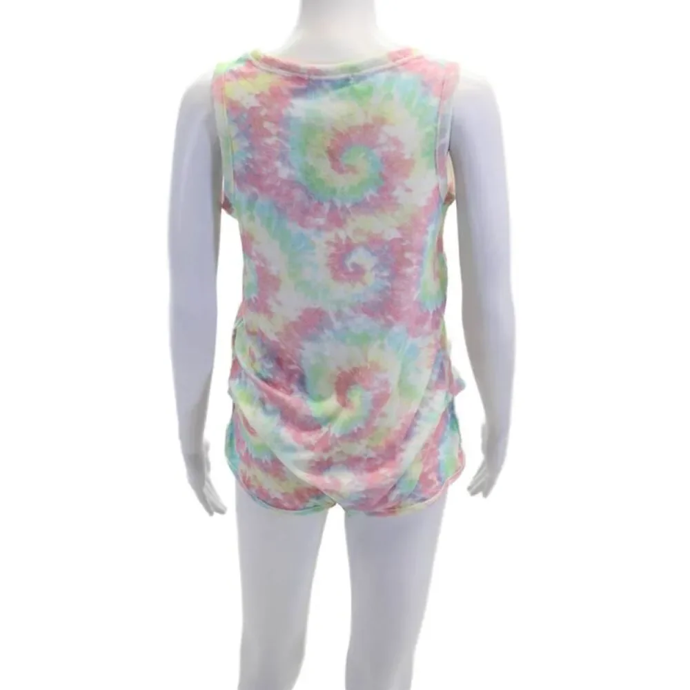 Emerson Road Womens Tie Dyed Terry Pajama Tank Top Shorts Set Multicolored XS
